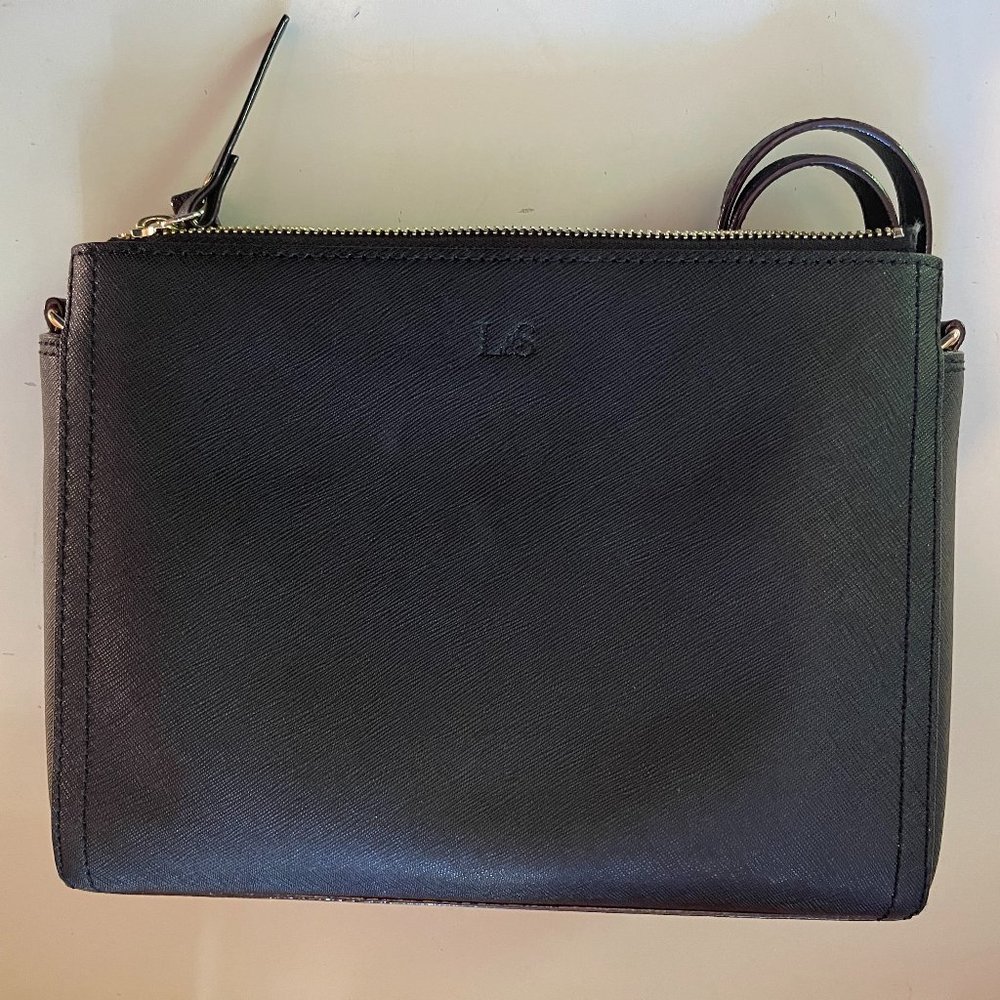 Lo and Sons Black Leather Pearl Purse